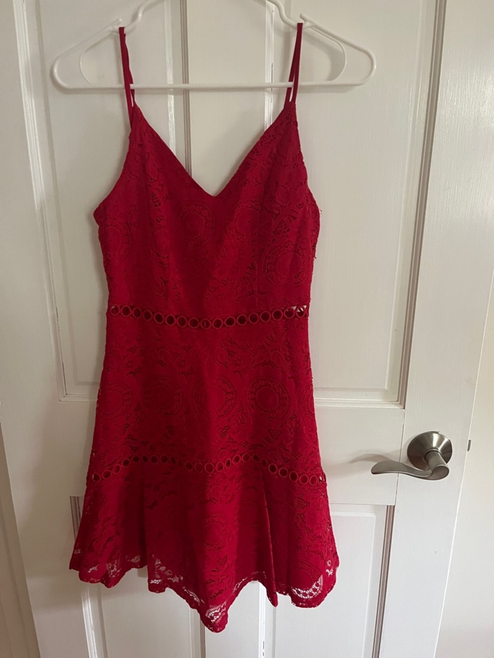 miami Red Lace Spaghetti-Strap Mini Dress